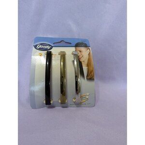 Vintage Goody 3-Piece Hair Barrette Set For Women - Black Silver & Gold